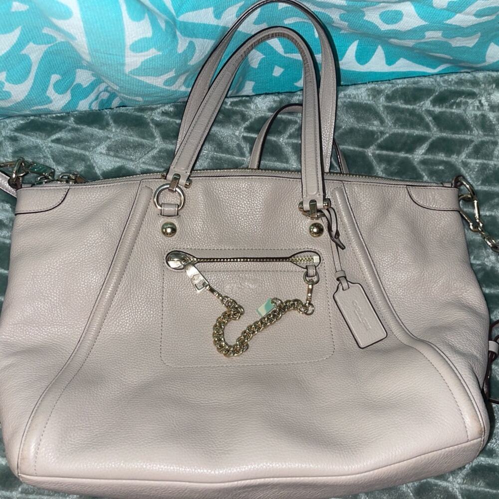 Coach Prairie Chain Satchel EUC Nude Pebble Quiet Luxury Old Money Convertible - Picture 1 of 15